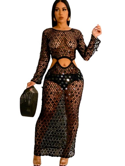 Sexy Mesh Dress with Open Front